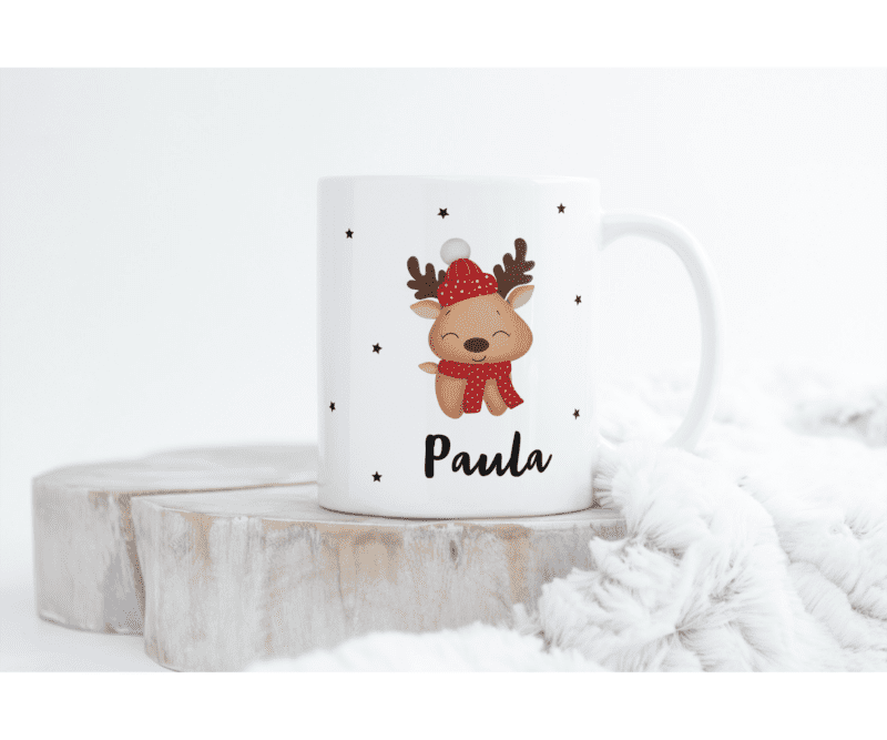 Taza “Feliz Navidad Reno gorrito”